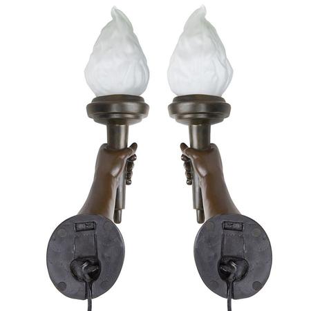 Design Toscano French Neoclassical Arm-Held Sculptural Torch Wall Sconces KY8002